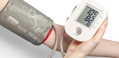 Digital blood pressure monitor cuff representing cardiovascular effects of Armodafinil